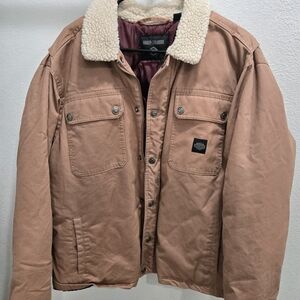 Harley-Davidson Men's Brown Jacket with Shearling Collar